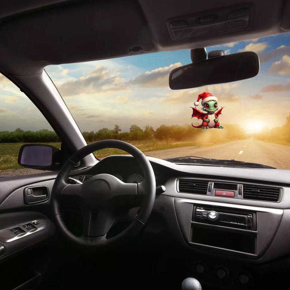 New Christmas Dragon Baby 2D Acrylic Cartoon Dinosaur Ornament Cute Decoration Pendant Christmas car G1G6