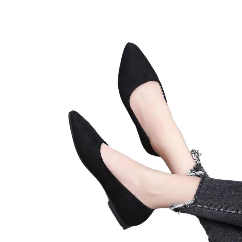 Popular flat shoes women's black low-heeled pointed 2025 summer versatile new shallow mouth comfortable casual work shoes