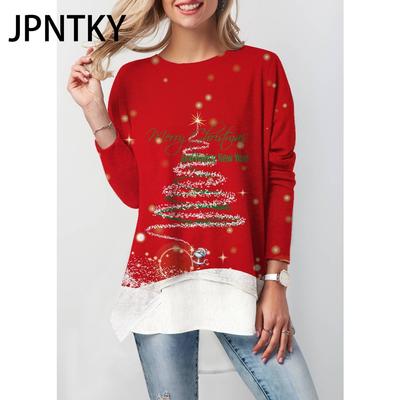 JPNTKY Women's Fashion Casual Autumn Winter Long Sleeve O-Neck Blouses & Shirts