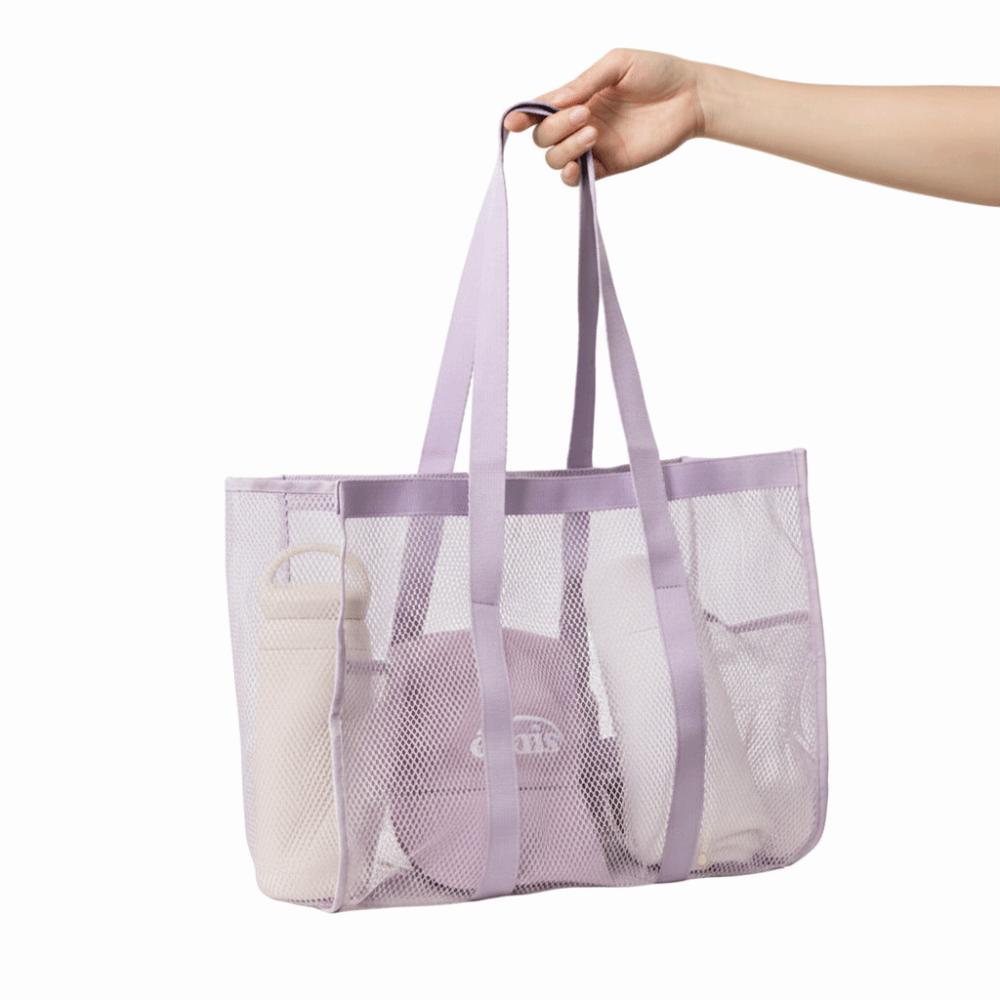 Portable Large Capacity Storage Bag Ultra Light Foldable Beach Bag Mesh Material Travel Organizing Bag Travel