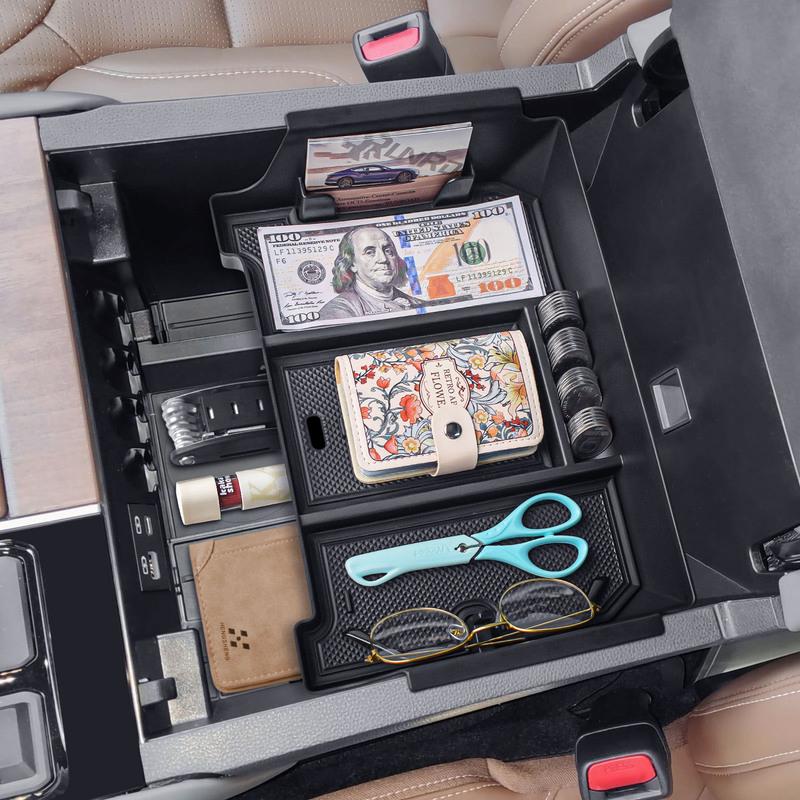 For   2024 2025 Toyota Tundra Center Console Organizer Tray Armrest Storage Box Interior Car Storage Tray Accessories