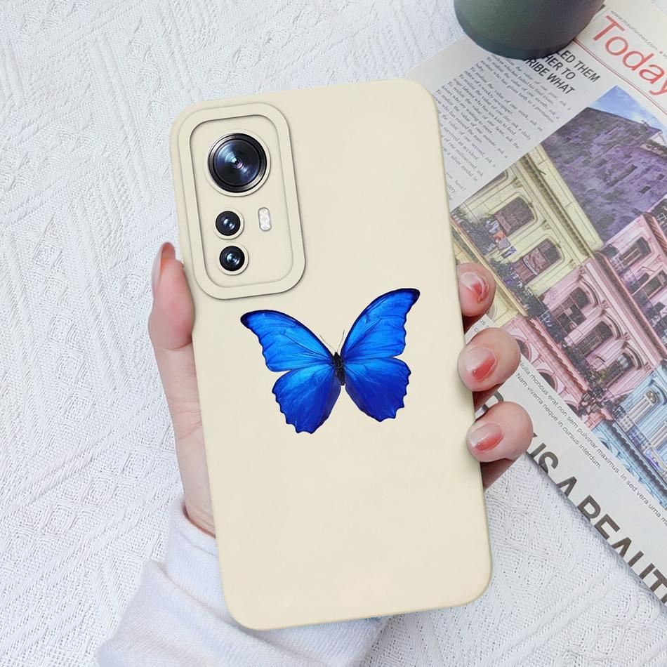 For Xiaomi 12 Pro Lite Ultra Phone Cases Butterfly Cat Heart Liquid Silicone Camera Protection Shell Cover For Xiaomi12 Bumper