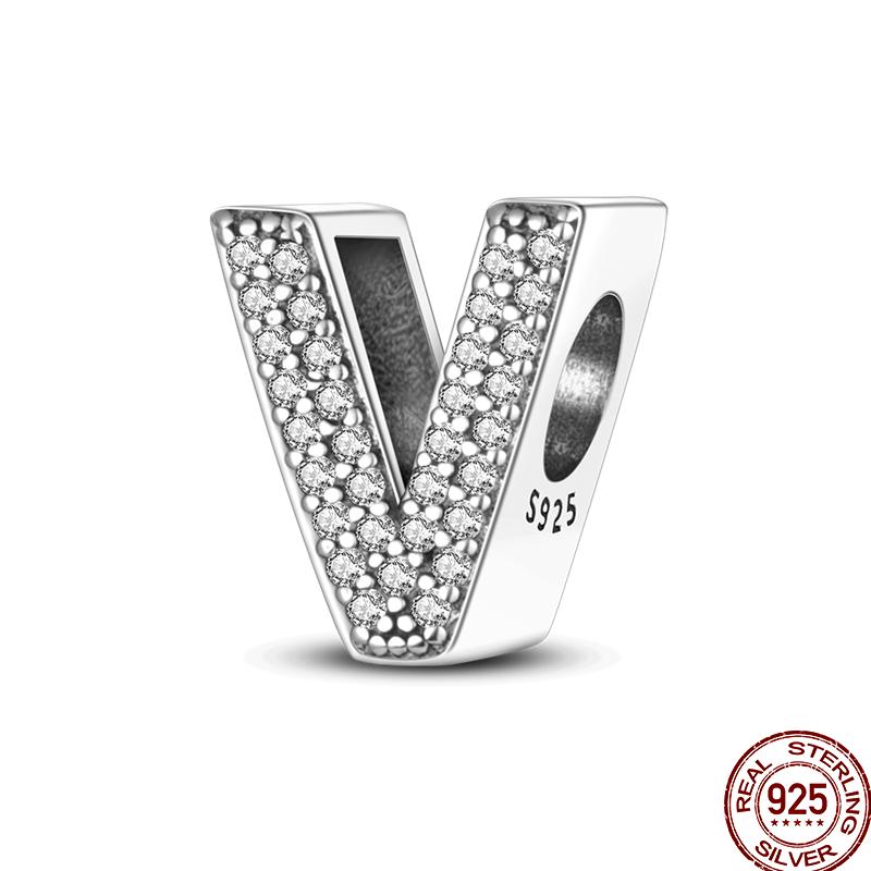 Copper 26 Letter Copper Series Shiny Zircon Lucky Letter Beads Charm Suitable Fit 3Mm Original Bracelet