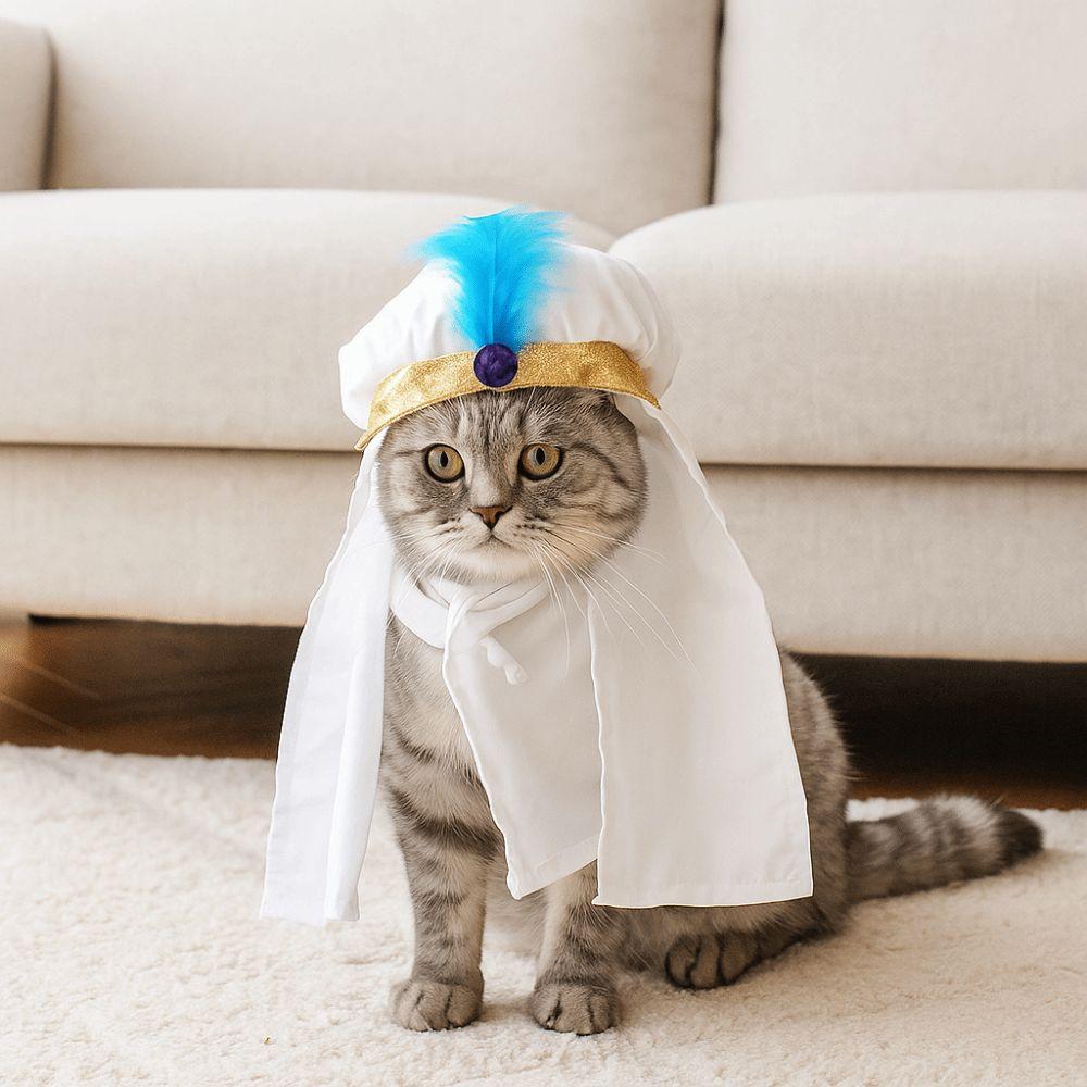 Cat Headscarf Adjustable Saudi Arabia Pet Hat Soft Sunshade Pet Headwear Fashionable Cat Decorative Hat Cosplay Party