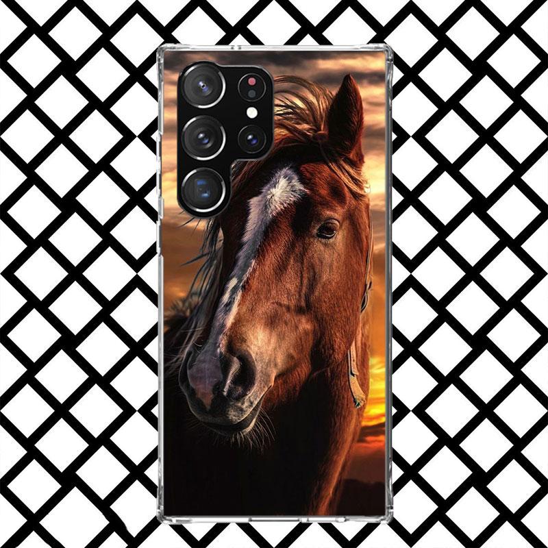 Black Horse Galloping Phone Case for Samsung Galaxy S26 S25 Edge S24 S23 Ultra S22 Plus S21 FE S20 + Soft Cover Print Fundas Gal