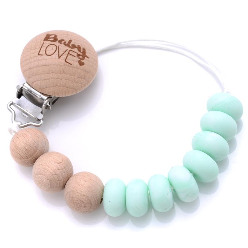 Baby Teether Pacifier Chain Silicone Wood Beads Pacifier Clips Infant Nipple Appease Soother Chain Clip Dummy Holder Nipple Clip