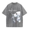 2026 Vintage Washed Grey T Shirt Sybau Funny Shush Dog Portrait Graphic Unisex Casual Streetwear Tee