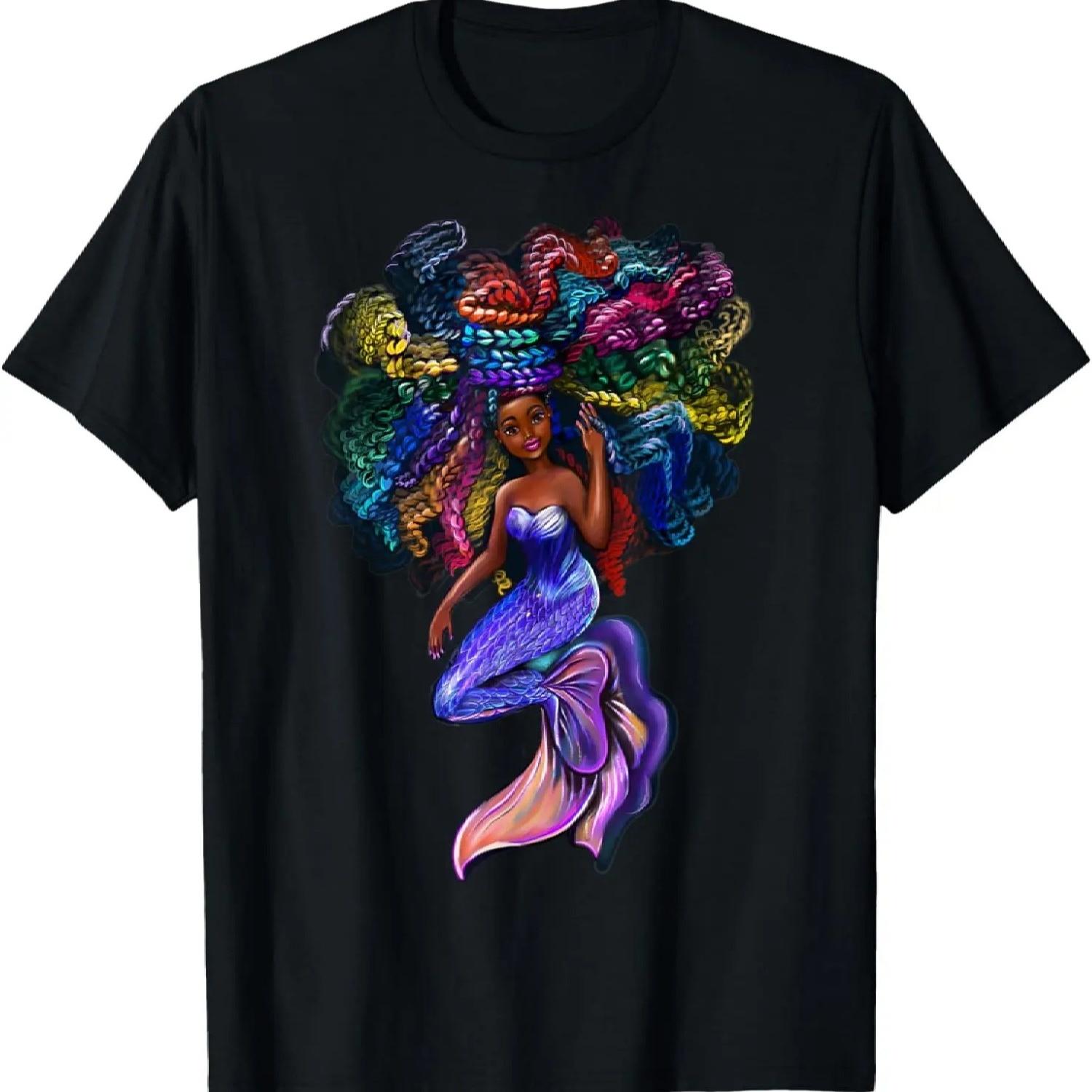 Афроамериканская русалка афро-волосы косички черные русалки Футболка S