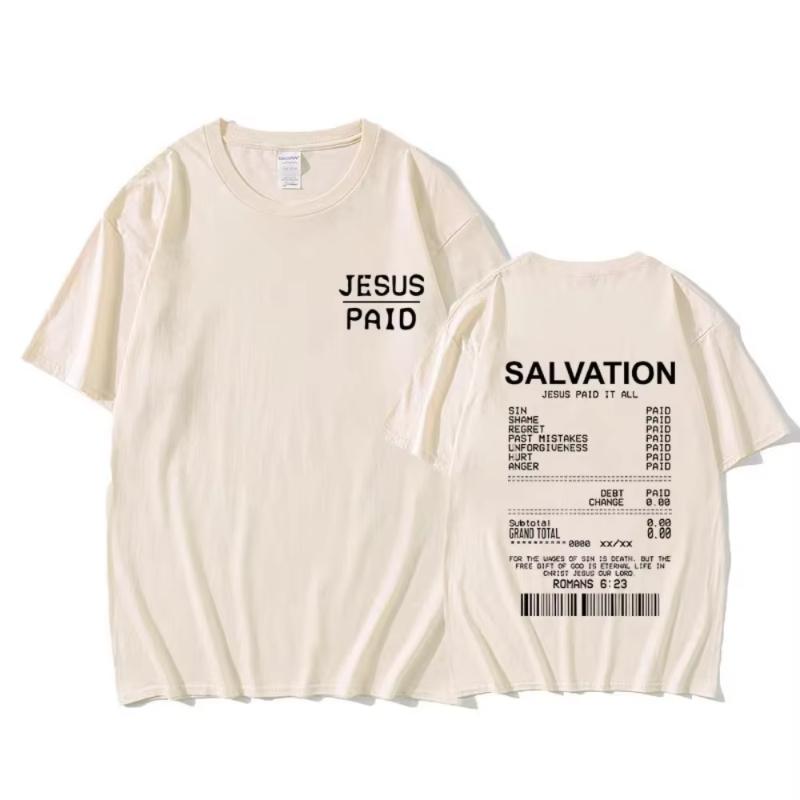 

Christian Salvation Jesus Paid It All Graphic Tshirt Unisexs Womens Fashion Oversized Short Sleeve Unisex Hip Hop Vintage Tshirt 4XL