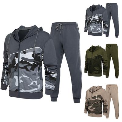 Men'S Hooded Sportswear Two-Piece Long Sleeve Hooded Coat+Sportswear Suit