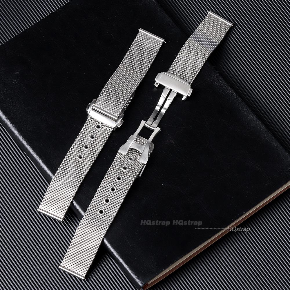 Mesh Milanese Watch Bracelet for Omega Seamaster 007 Metal Stainless Steel with Folding Clasp 20mm 22mm Quick Release Watchband