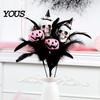 Indoor Halloween Decorations Decoration, Skull Pumpkin Vase Insert, Gothic Ghost Feather Flower Cool Patterns Arrangement, Spooky Dark Centerpiece for