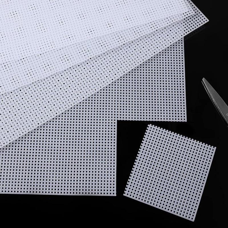 5 Pcs Practical Mesh Canvas Sheets with Weaving Needle Plastic Mesh Canvas Sheets for Crafting
