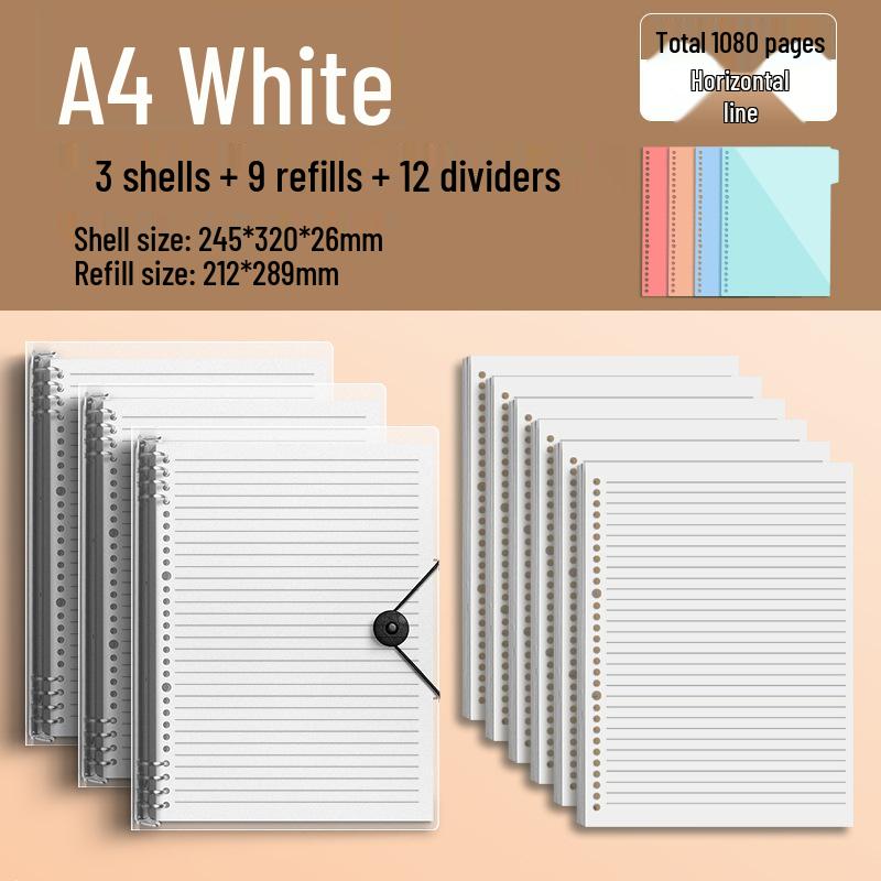 Comfortable B5 Loose-Leaf Notebook: Lined, Removable Binder, Simple Ins Style, Aesthetic Design, Ideal for Exams and High School Students.