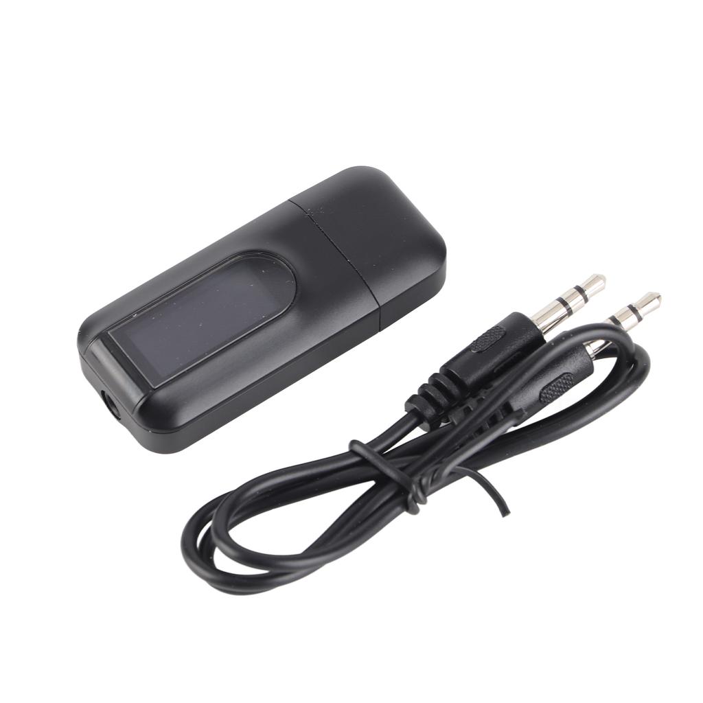 Bluetooth 5.0 Transmitter Receiver Stable Transmission 2 in 1 Wireless AUX Adapter with LCD Display