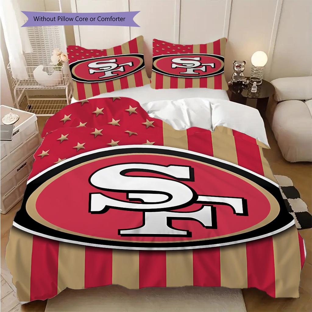 San Francisco 49ers Pattern Bedding Quilt Set Quilt Cover Pillowcase Home Decoration Birthday Gift (1 * duvet cover + 2 * pillowcase, without core)