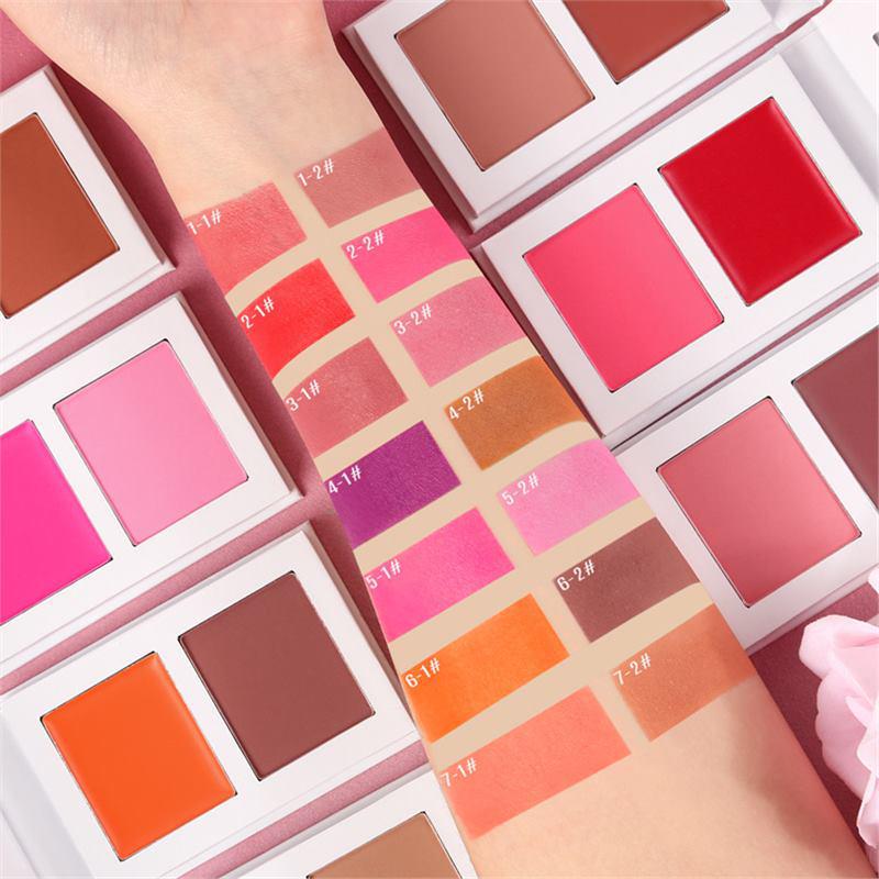 

Two-Color Matte Blush Compact – Cream and Powder Formula, Portable & No Logo.