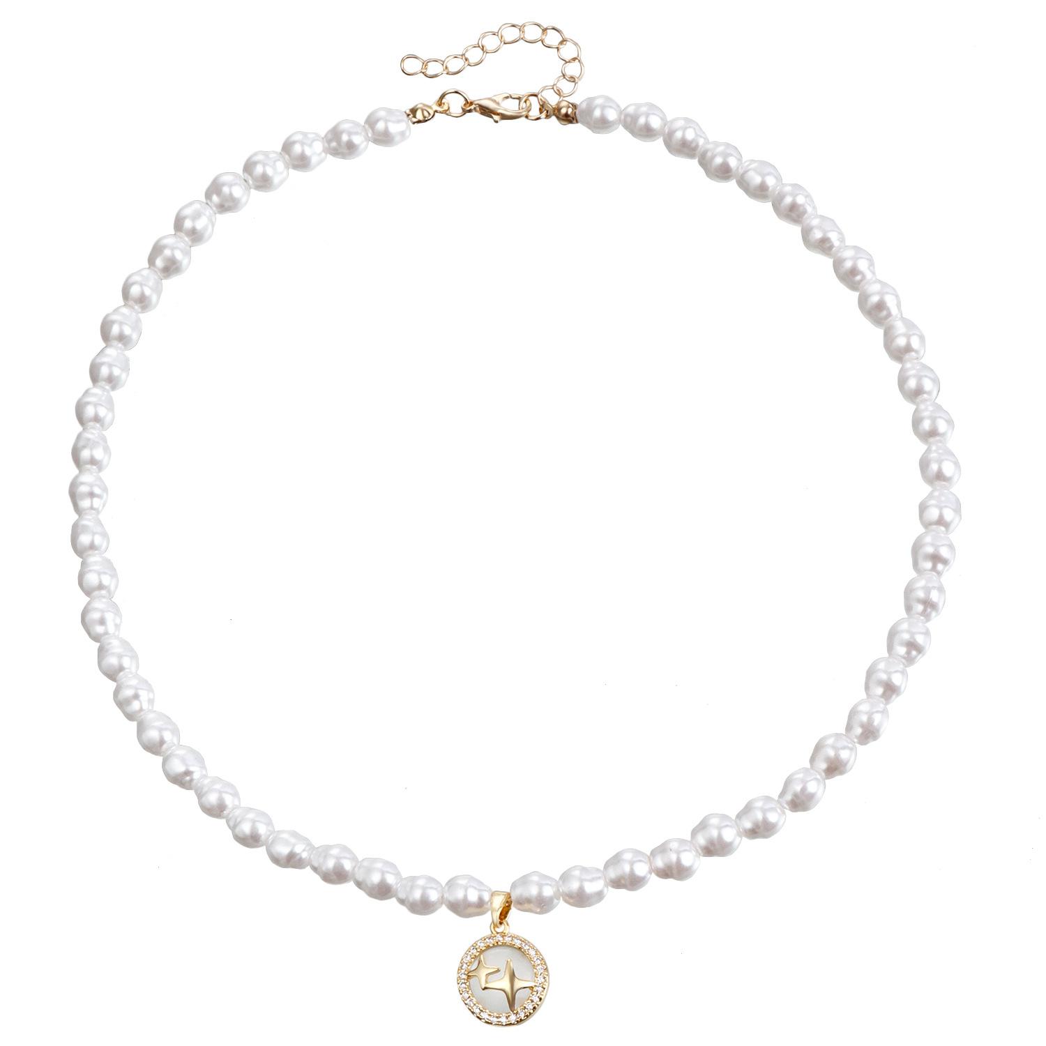 

Аксессуары Xiaoxiangfeng Simple Женское ожерелье с подвеской в виде геометрического креста и звезды из искусственного жемчуга особой формы золотой