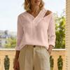 Women's Color Casual Fashion Off Shoulder V-neck Color Long Sleeved Top