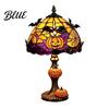 Fall Seasonal Display Halloween Pumpkin Bat Table Lamp Stained Glass Reading Light Gothic Decor Cozy Nightstand Light for Bedroom Bookshelf Unique