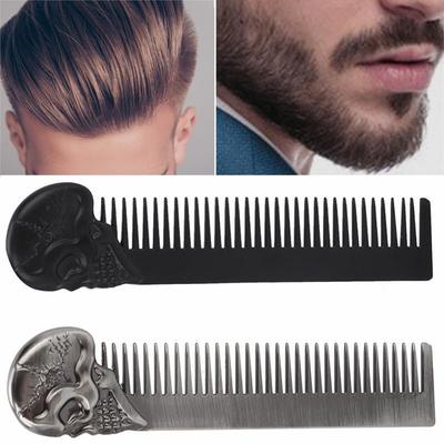 Pocket Beard Comb,Hairdressing Comb,Skull Pattern Hair Styling Mustache Shaping Oil Hair Comb