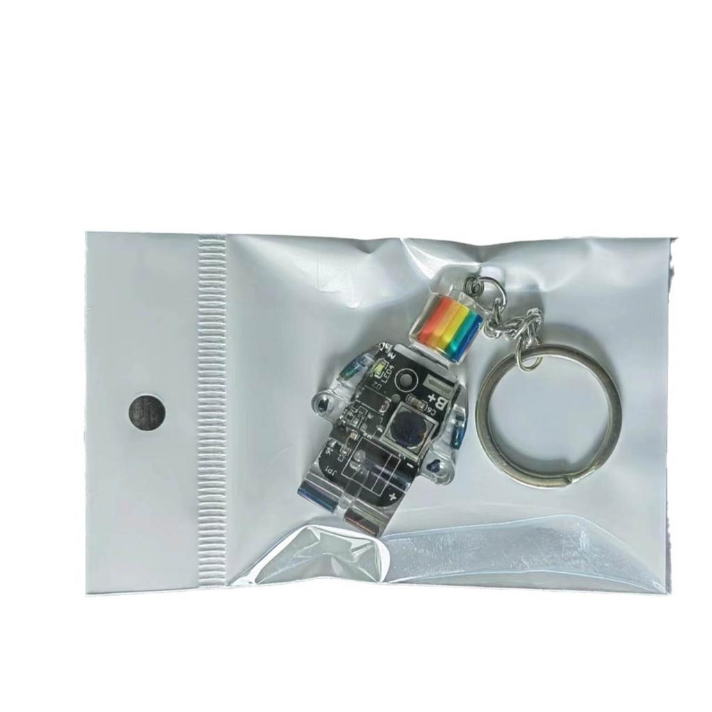 Electronic Robot Shaped Keychain Rainbow Color Key Chain Multi-Functional Phone Chain Women Girls Bag Purse Accessories