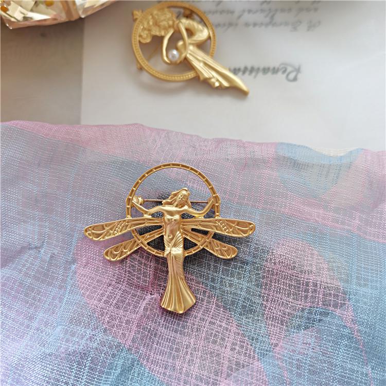 

Винтажная матовая золотая брошь в виде ангела - булавка для корсажа в стиле барокко для костюмов и рубашек