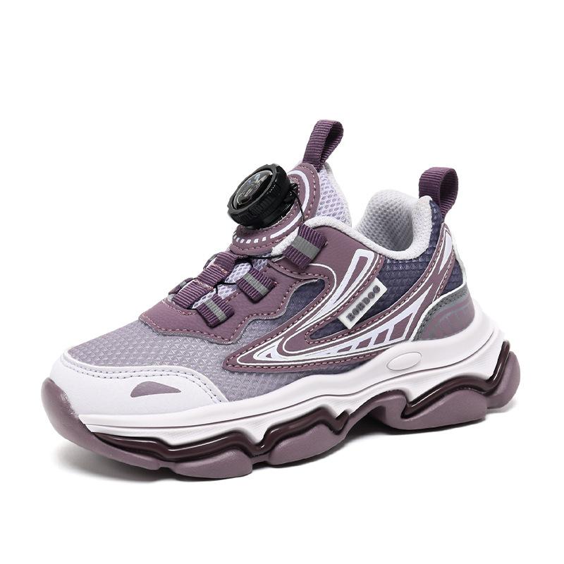 Brand children's sports shoes 2025 autumn and winter breathable sports shoes boys and girls brisk running shoes convenient button shoes