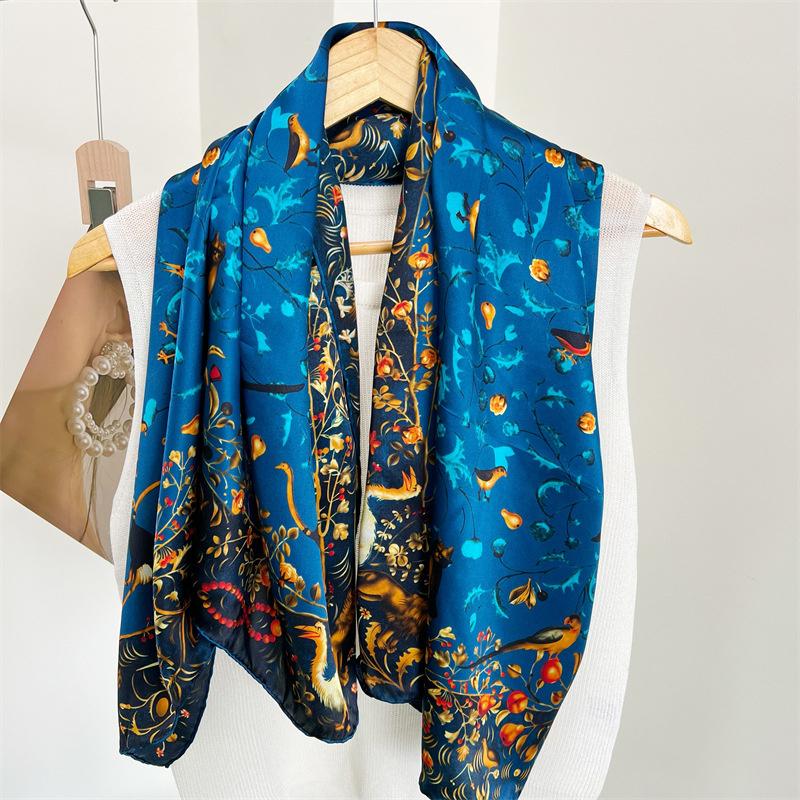 110*110 cm Quadratischer Seidenschal Damenmode Bedruckter kleiner Halsschal Büro Damen Haargürtel Folar Taschentuch Damen Taschentuch Schal Schal