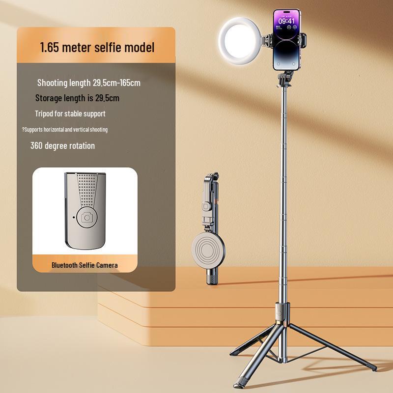 Bluetooth Selfie Stick with Fill Light and Portable Tripod Stand