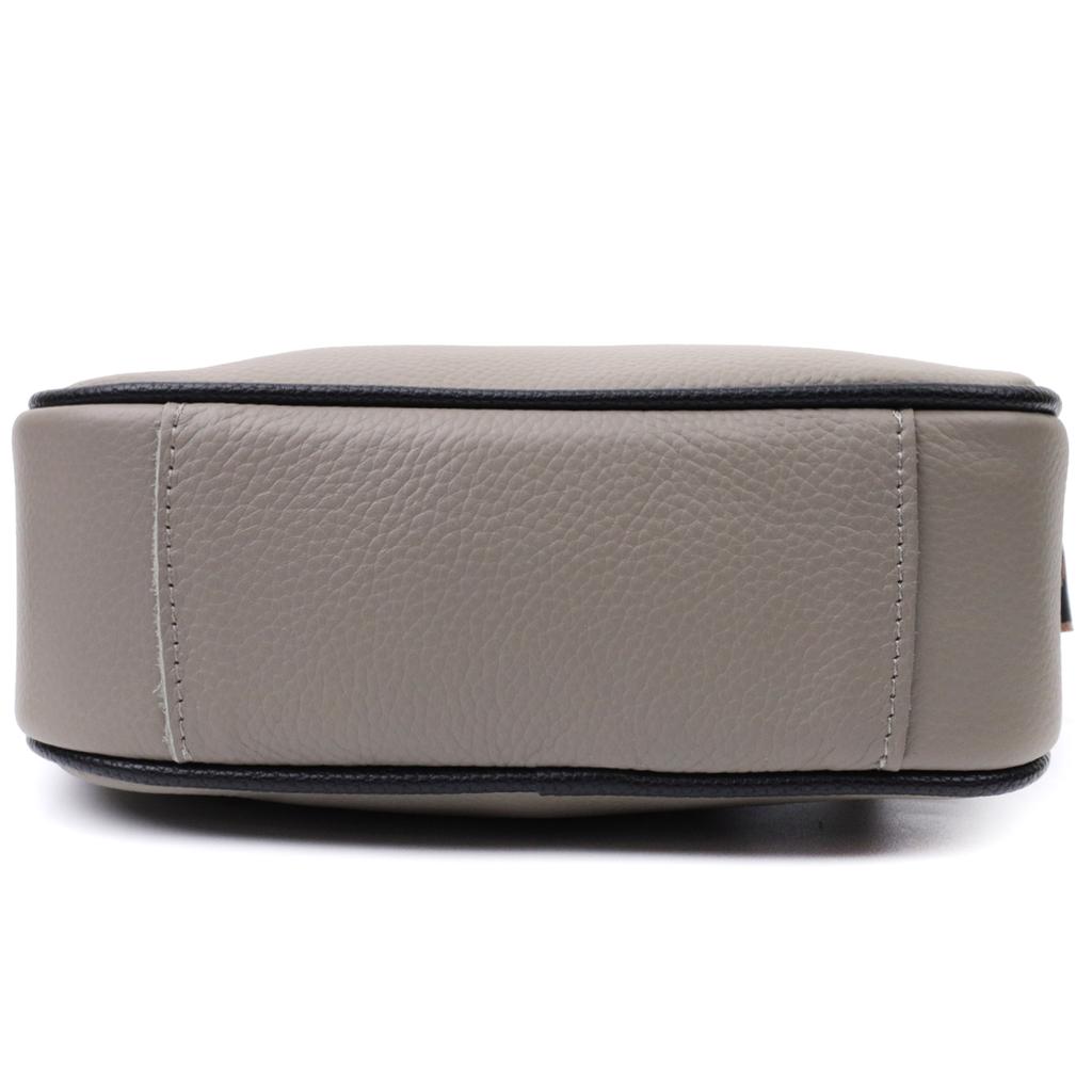 Beautiful Women's Bag with Embroidery On the Front Side Made of Genuine Leather Vintage 22626 Gray