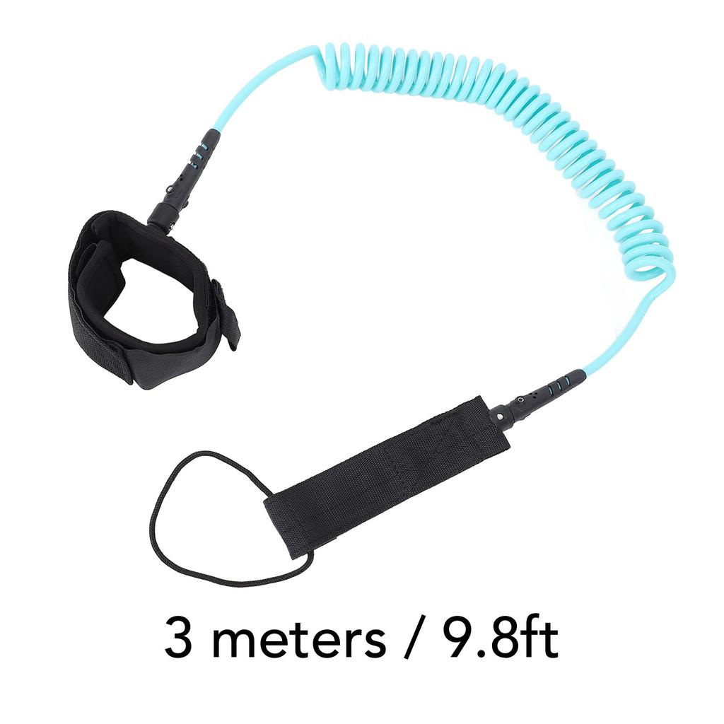 Surfboard Foot Leash 9.8ft Surf Leash Spiral TPU Coiled Stand Up Paddleboard Rope Surfboarding Ankle Strap 360 Degree Rotation
