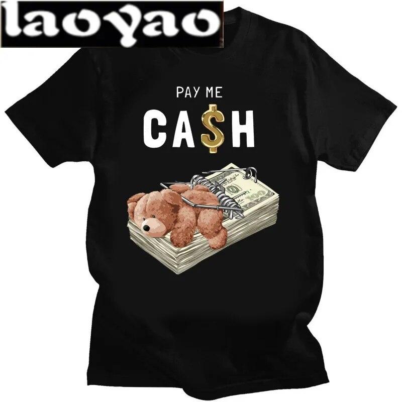 Tricou cu imprimeu cu ursuleț de pluș cu bani Tricou unisex pentru femei.