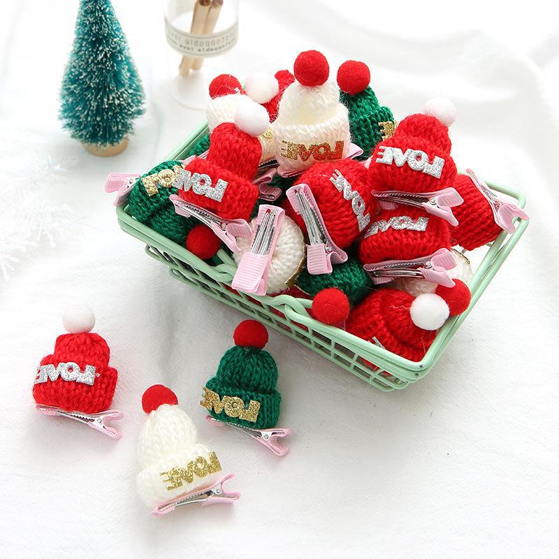 Creative Christmas Yarn Hat Hair Clip - Cute 3D Plush Accessory for Kids