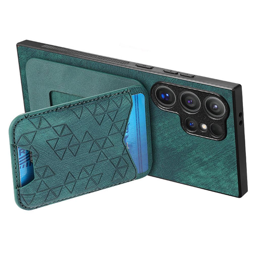 For Samsung Galaxy S24 Ultra Case Imprinted Pattern Card Holder Kickstand Leather Back Cover