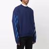 Men's Off-White FW21 Rubber Arrow Geometry Pattern Round Neck Long Sleeves Loose Fit Blue OMBA054F21FLE0074545