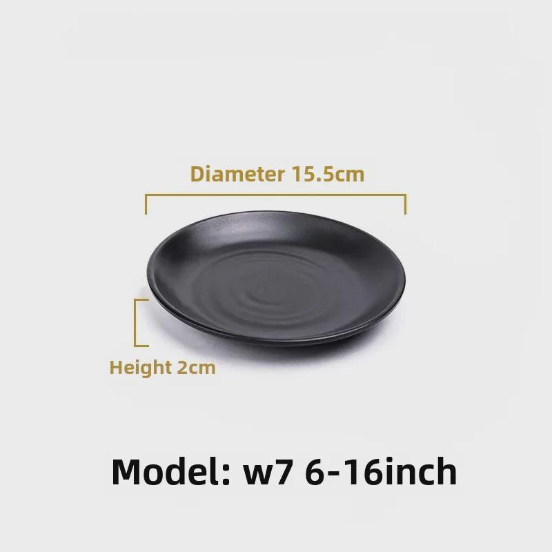 Melamine Black Tableware: Imitation Porcelain Plate for Cold Dishes, BBQ, Hot Pot, and Commercial Use.