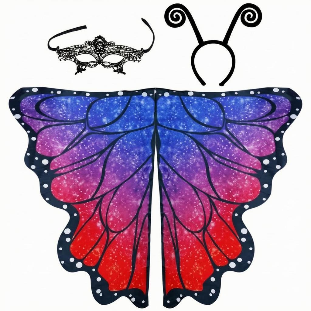 Butterfly Pinions with Mask and Headband One-Size for Cosplayers
