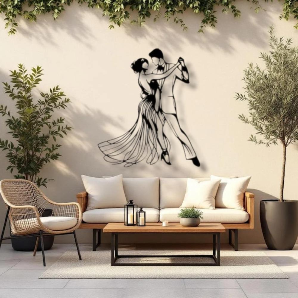 Modern Dance Couple Metal Wall Art Silhouette Tango Dancer Home Decor