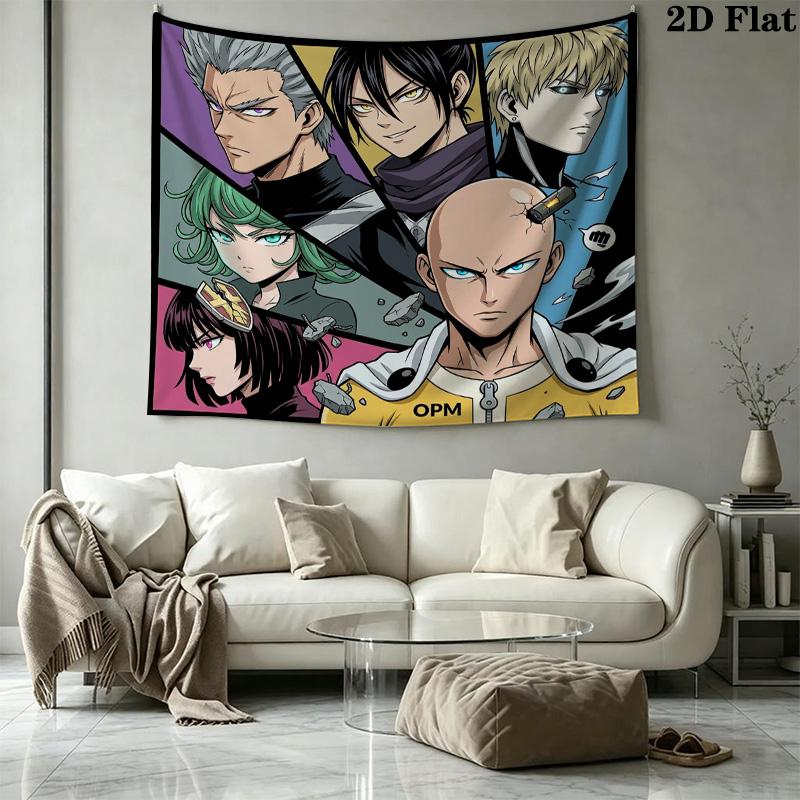Onepunch Man Wall Tapestry Aesthetic Wall Hanging Printed Fabric Blanket Decorative Tapestries For Bedroom Living Room Home Decor