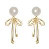 S Silver Needle Pearl Stud Earrings Are Gentle and Sweet Temperament Bow Earrings for Women, a Two-wear Earring Light Luxury