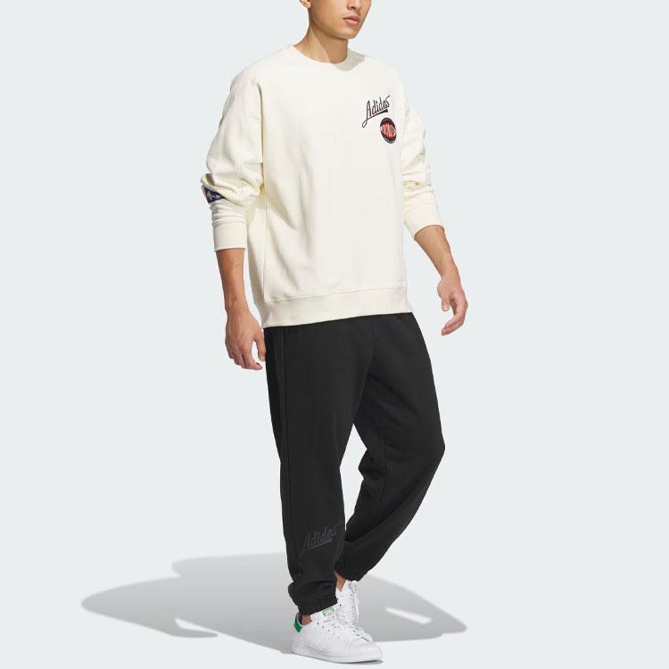 adidas Originals Embroidered Sport Crewneck Sweatshirt Men Tops Off-White IZ1521