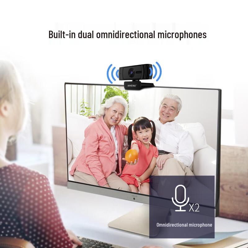 AONI C39 2K 60fps USB Webcam with Dual Mic