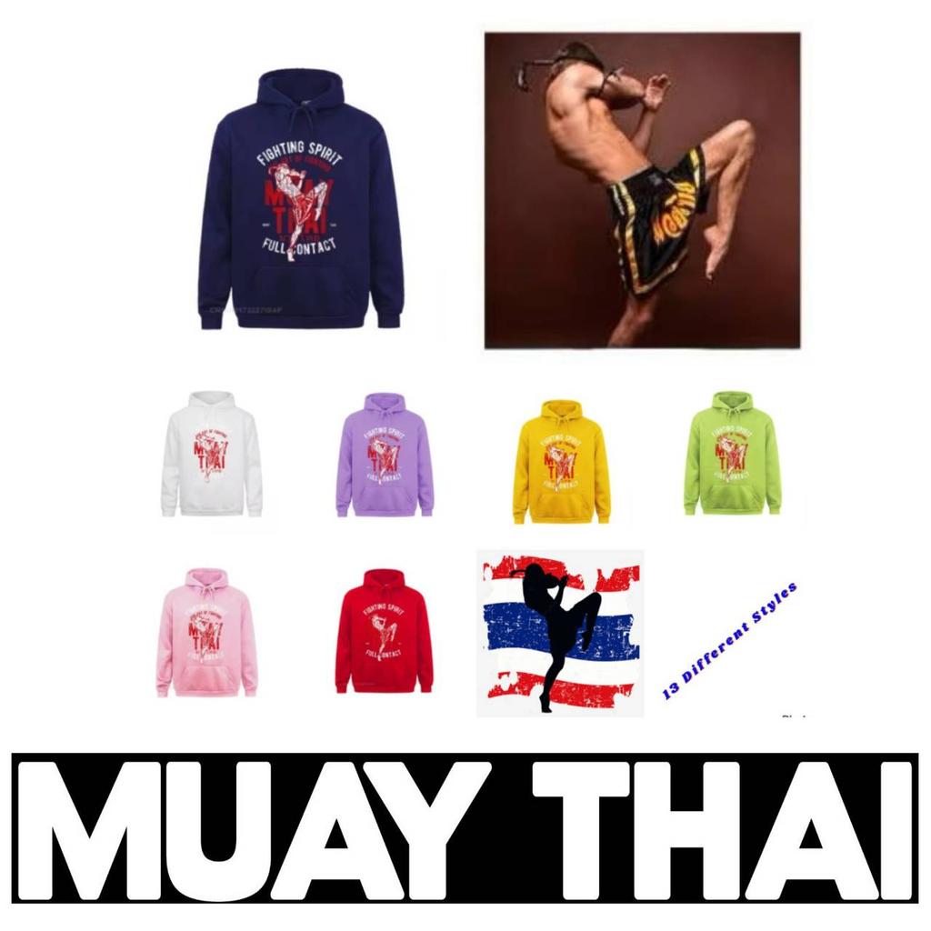 Muay Thai Kick Boxing UFFC MMA  Jacket Sweatshirt Pull over Hoodies Men Women Kid Unisex Long Sleeve Print Sport Gym Fitness Workout