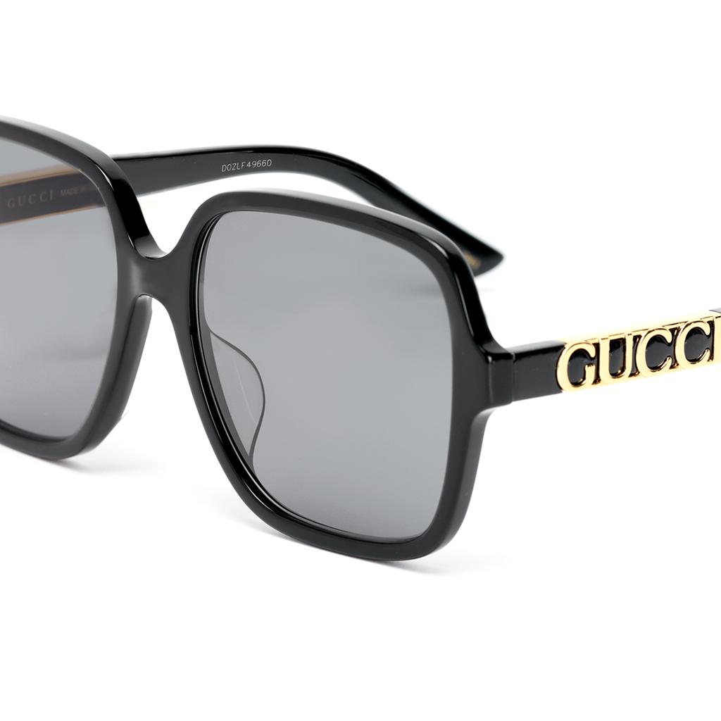 Gucci Letter Decorated Irregular Shape Sunglasses Unisex Sunglasses Black GG1189SA-002