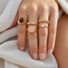6PC Trendy Geometric Cuff Rings Set for Women Metal Adjustable On The Finger Ring Ladies  Statement Jewelry