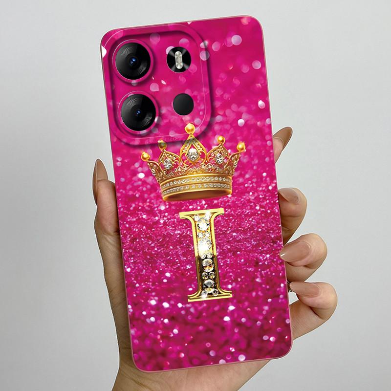 For Tecno Pop 7 Pro Pop7 BF6 BF7 Phone Case Crown Letter Back Cover Soft Liquid Silicone Fundas For Tecno Spark GO 2023 Bumper