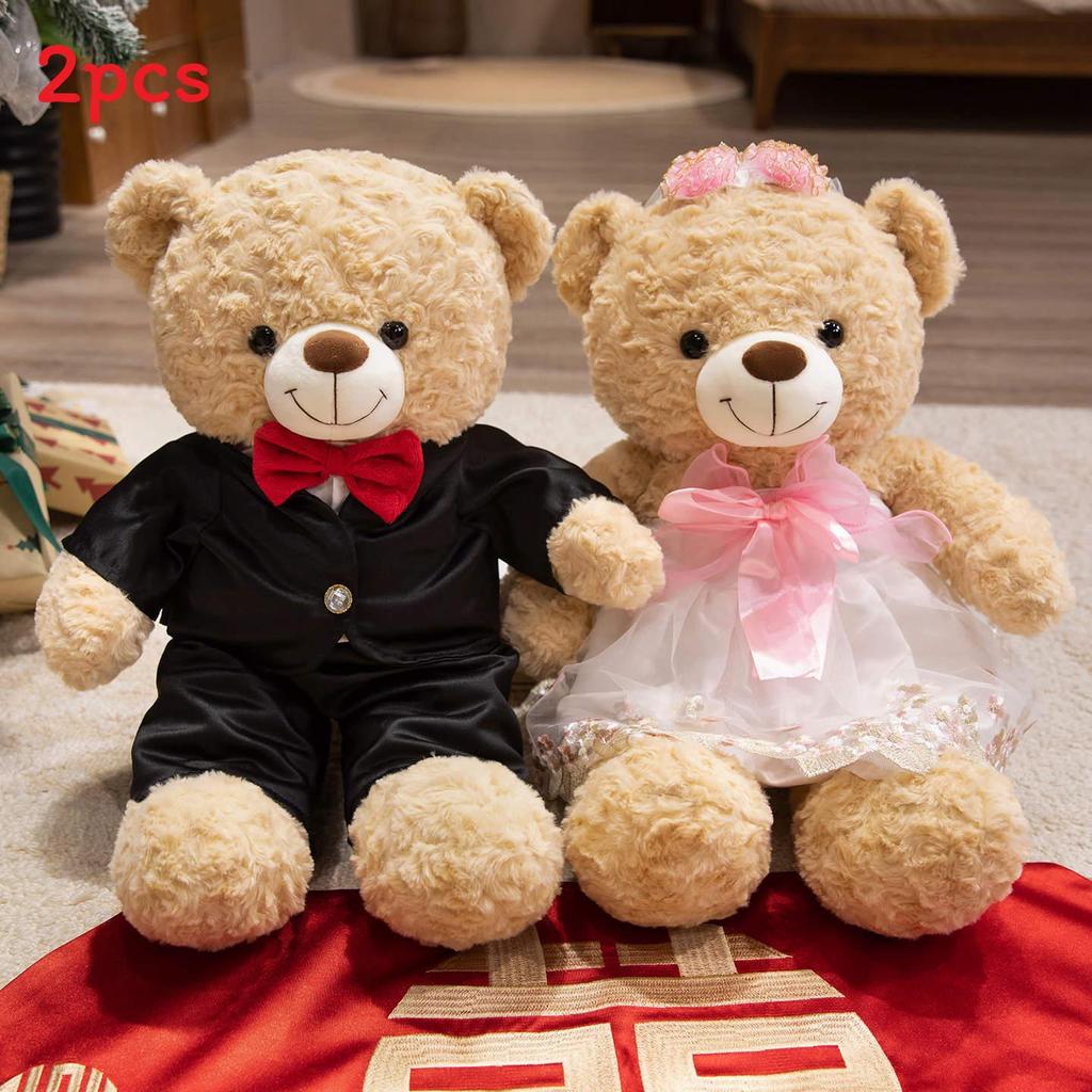 Romantic Wedding Teddy Bears Plush Dolls For Couples With Pp Cotton Filling