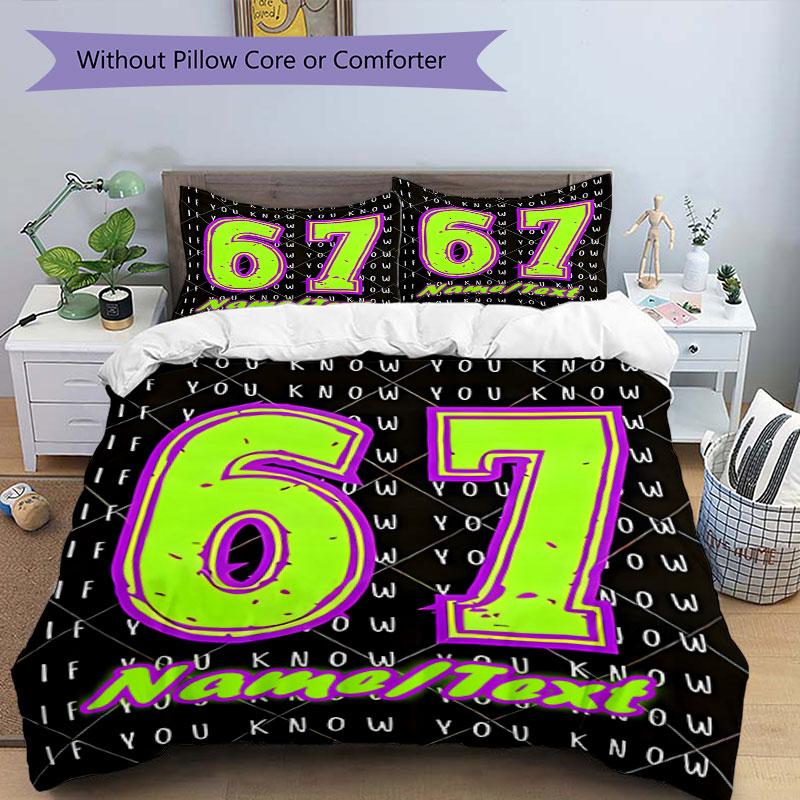 3PC Custom Name "67th Birthday Celebration" Bedding Set Printed Bedding Set Duvet Cover Closure Includes 1 Duvet Cover & 171 Pillowcases for Bedroom
