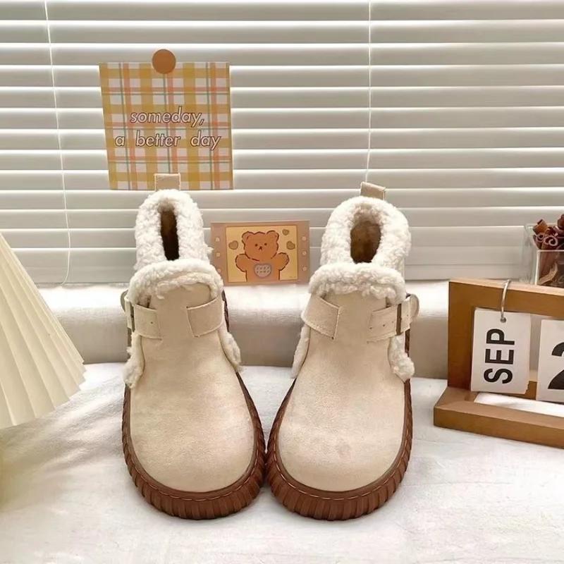 Fashion Women's Snow Boots  Winter New Retro Faux Suede Platform Short Boots Warm Comfortable Outdoor Cold Resistant Cotton Shoes 2025
